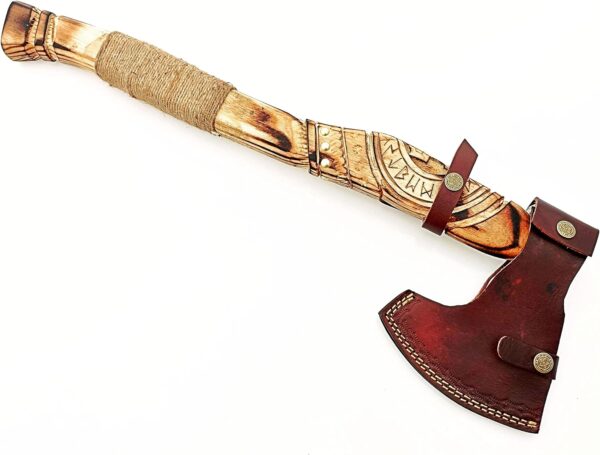 carbon steel viking axe with rose wood gallery 6