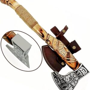 carbon steel viking axe with rose wood prod