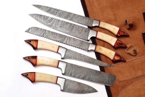 custom made damascus steel kitchen knife set gallery 1