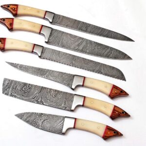 custom made damascus steel kitchen knife set prod