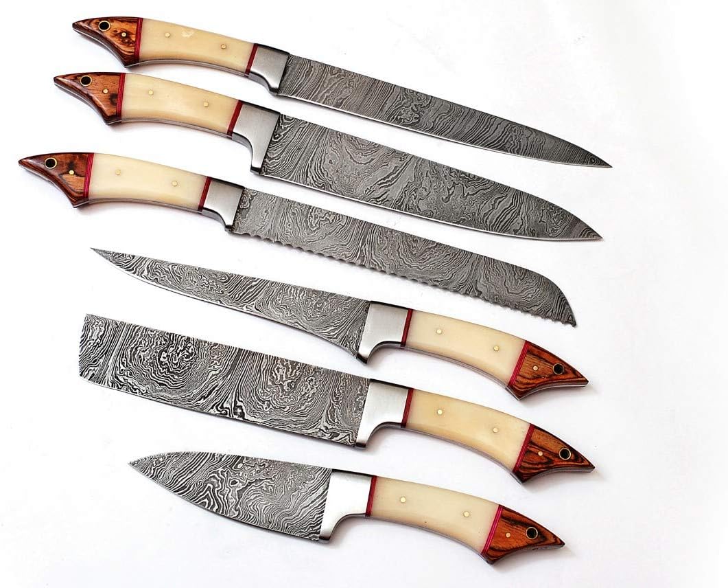 custom made damascus steel kitchen knife set prod