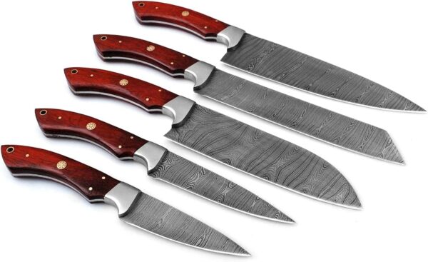 damascus steel blade kitchen knife set gallery 2