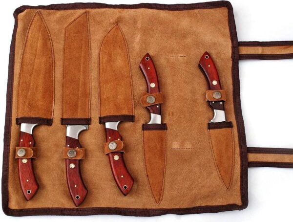 damascus steel blade kitchen knife set gallery 3